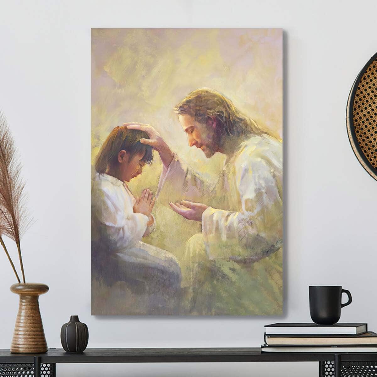 Christian Canvas Print Prater Of Love Jesus And Child