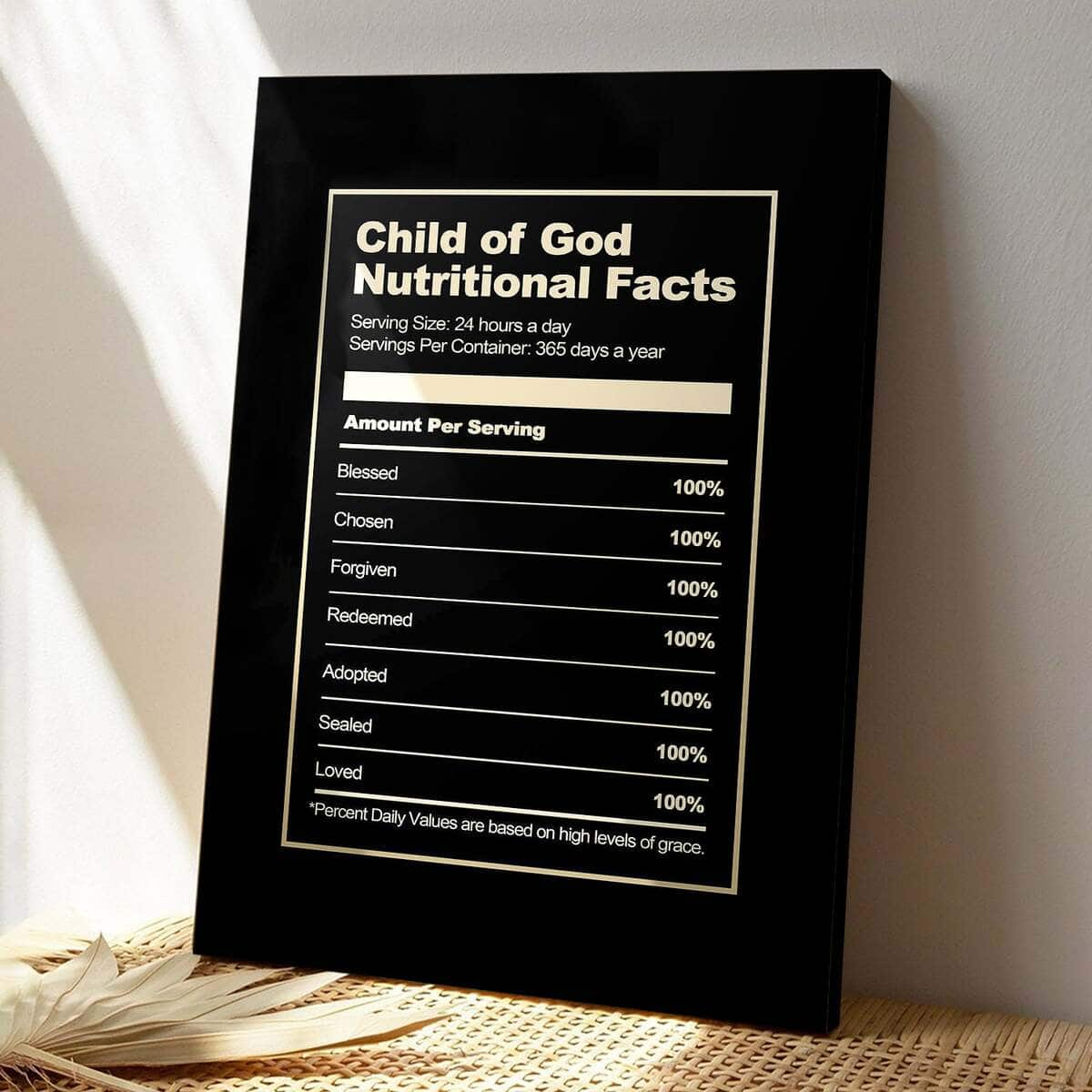 Christian Canvas Print Child Of God Nutritional Facts