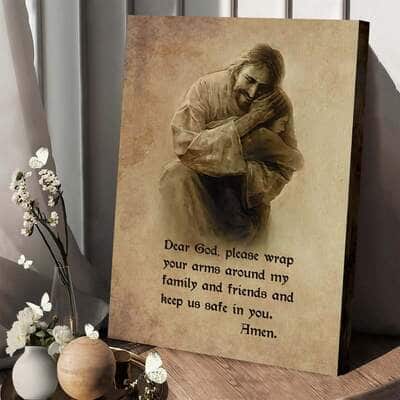 Christian Canvas Print Jesus Hugging A Child And Prayer Quote