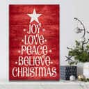 Christian Christmas Canvas Print Joy Love Peace Believe Christian Christmas Canvas Print Joy Love Peace Believe