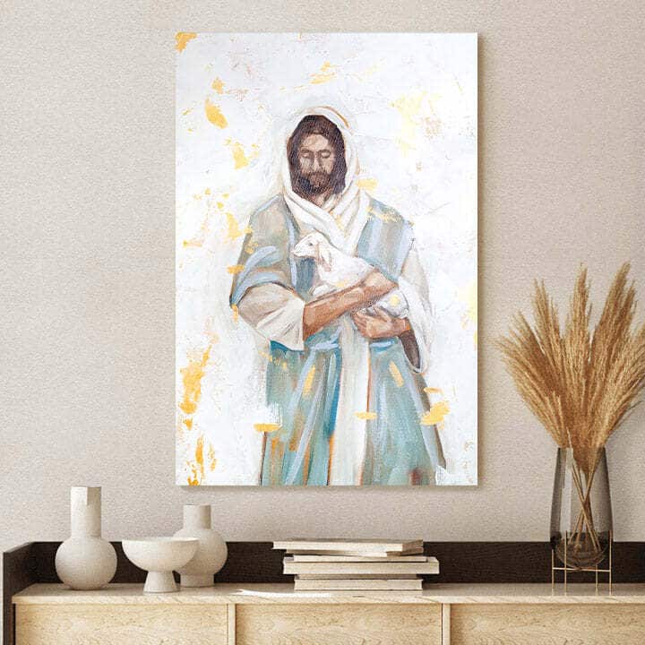 Christian Canvas Print Jesus Lost Sheep Paper