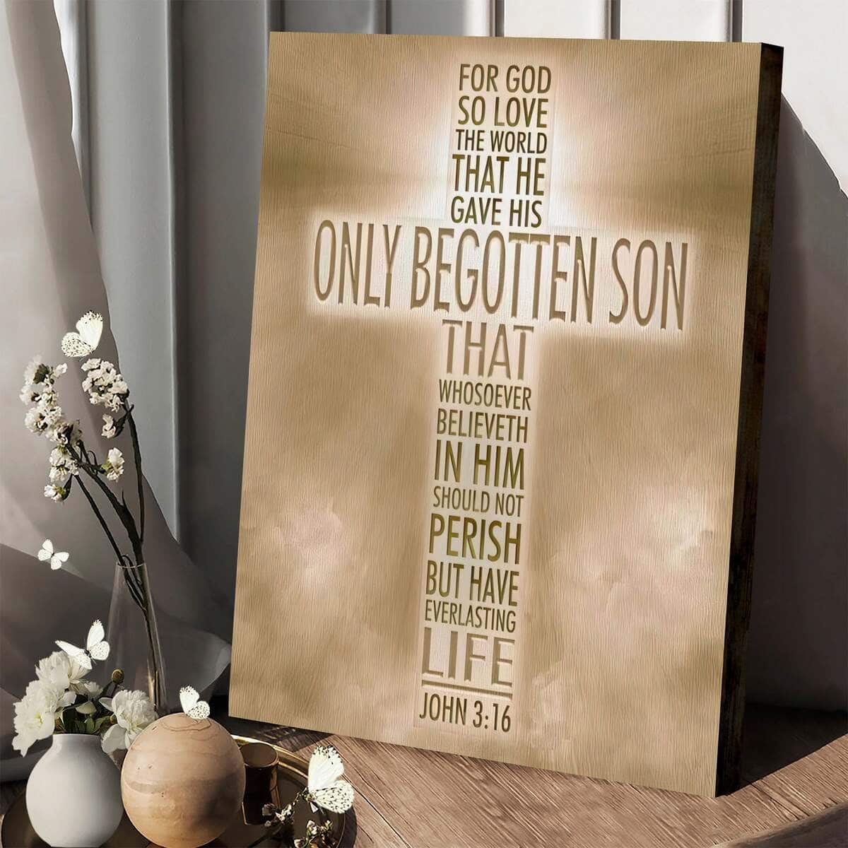 Christian Canvas Print John 3:16 For God So Loved The World Bible Verse Christian Canvas Print John 3:16 For God So Loved The World Bible Verse