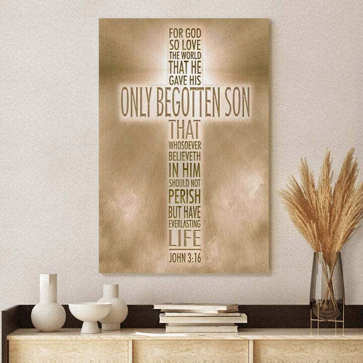 Christian Canvas Print John 3:16 For God So Loved The World Bible Verse Christian Canvas Print John 3:16 For God So Loved The World Bible Verse