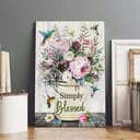 Christian Simply Blessed Canvas Print Hummingbird Flowers