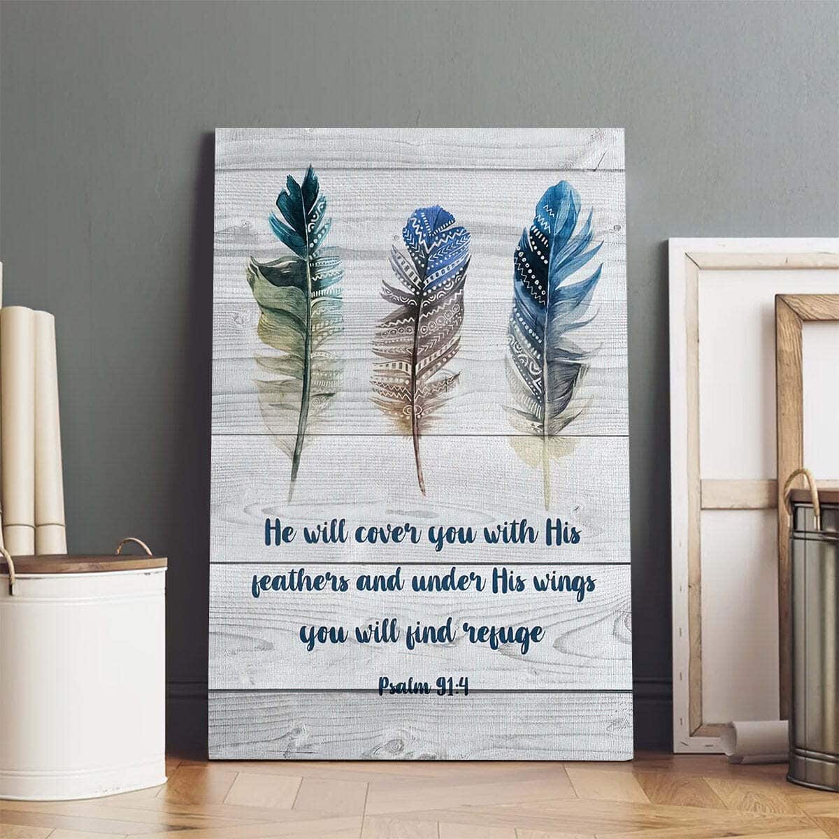 Christian Canvas Print He Will Cover You With His Feathers And Under His Wings Christian Canvas Print He Will Cover You With His Feathers And Under His Wings