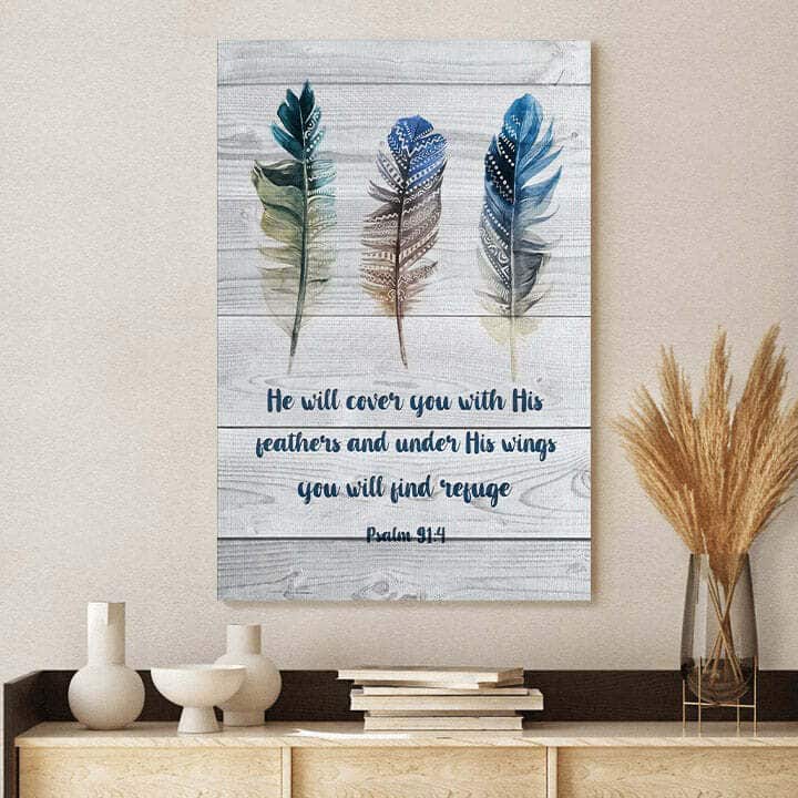 Christian Canvas Print He Will Cover You With His Feathers And Under His Wings Christian Canvas Print He Will Cover You With His Feathers And Under His Wings