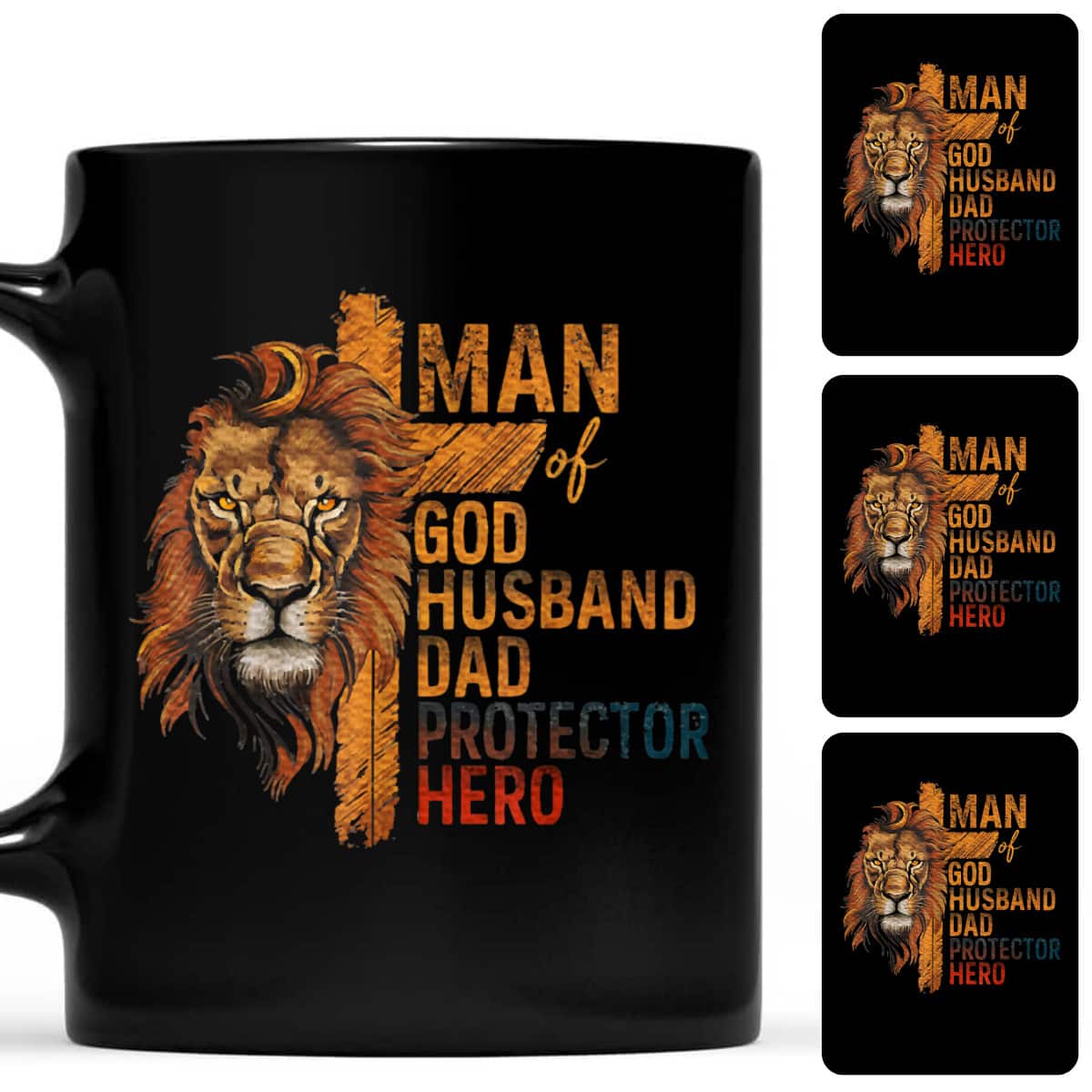 Man Of God Husband Protector Hero Lion Father's Day T-Shirt Man Of God Husband Protector Hero Lion Father's Day T-Shirt