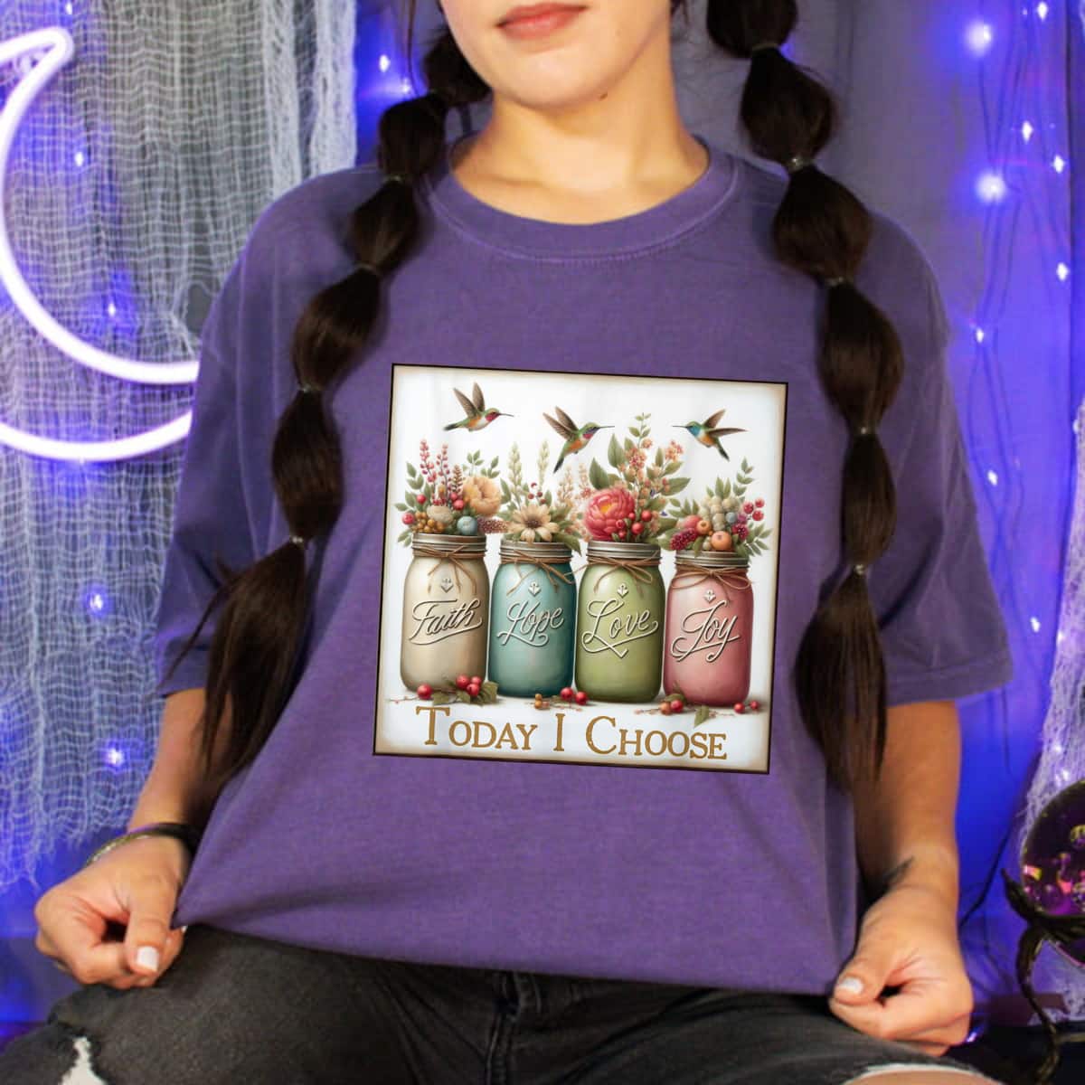 Christian Faith Hope Love Wild Flowers Jars Today I Choose T-Shirt Christian Faith Hope Love Wild Flowers Jars Today I Choose T-Shirt