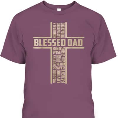 Vintage Blessed Dad Fathers Day Cross Christian Papa Husband T-Shirt