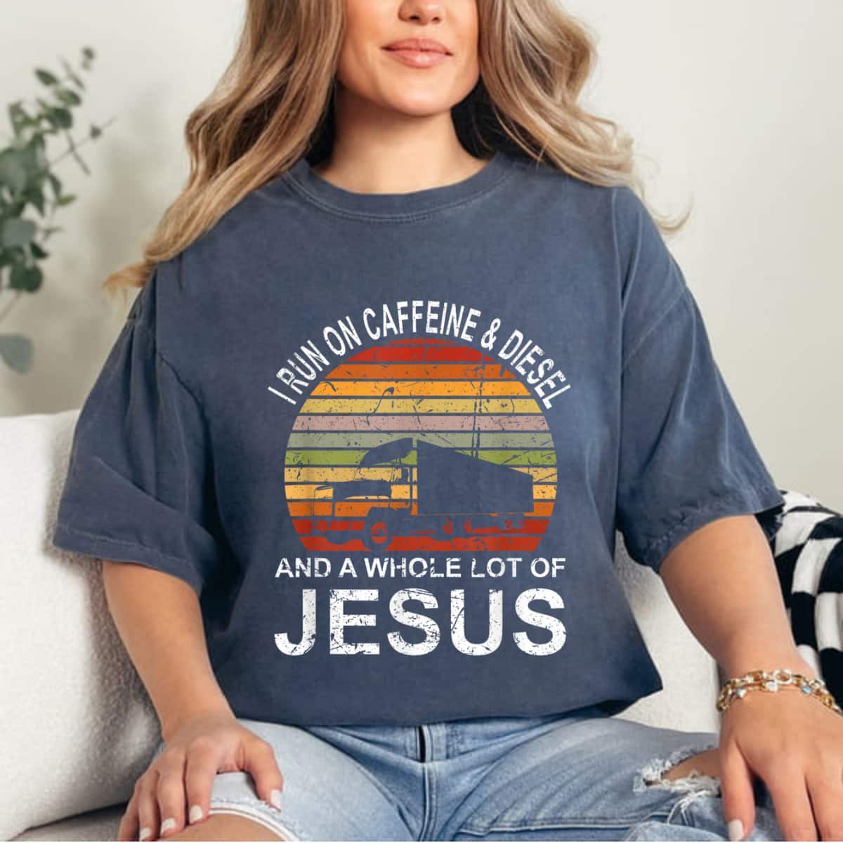 Trucker Gift Truck Driver I Run On Caffeine And Diesel Jesus T-Shirt Trucker Gift Truck Driver I Run On Caffeine And Diesel Jesus T-Shirt