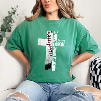 Baseball Cross Jesus Christian Quote Cool Sports Lover Gifts T-Shirt