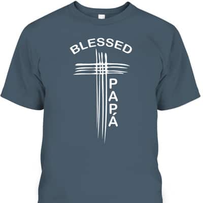 Blessed Papa Spanish Dad Christian Cross Father's Day T-Shirt