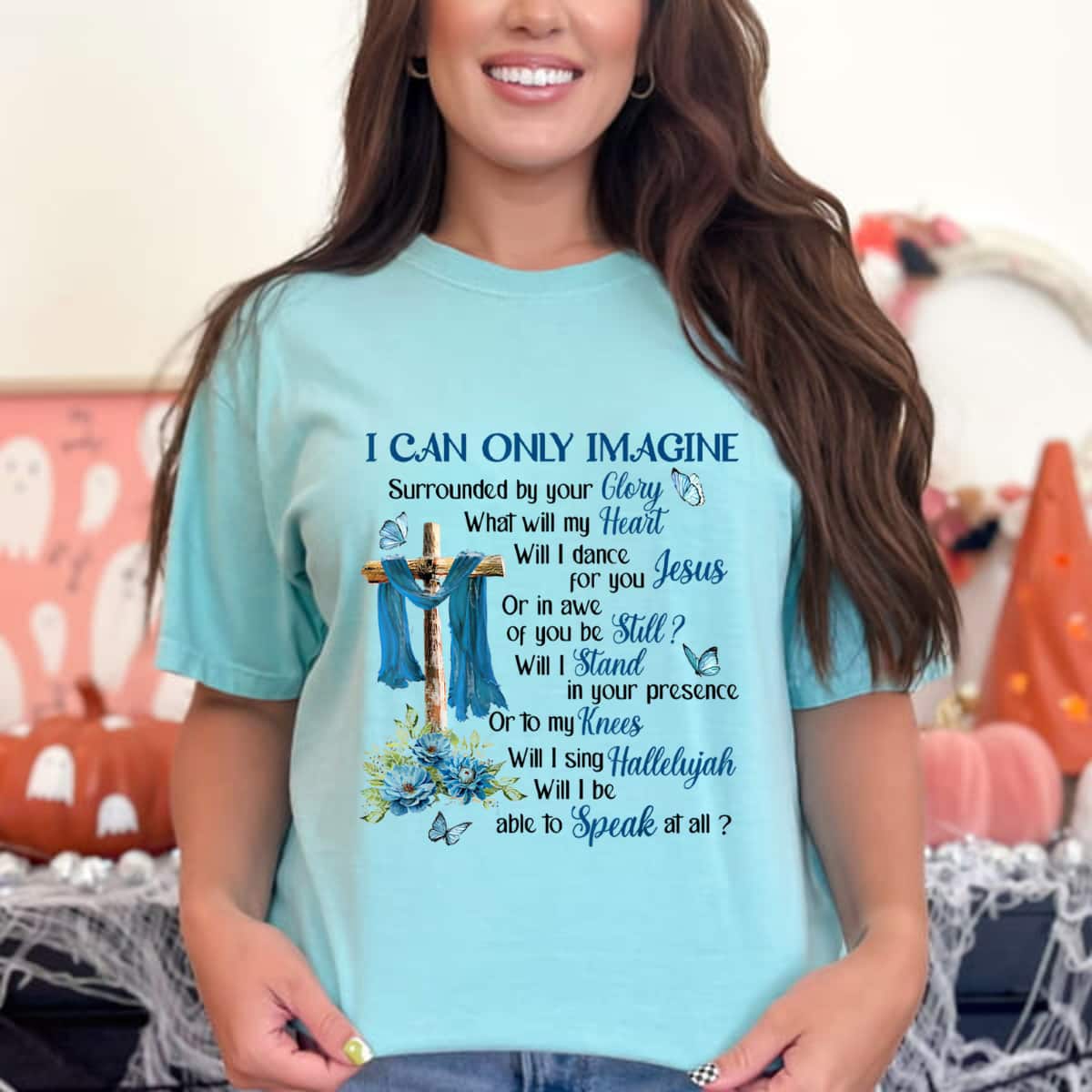 I Only Can Imagine Faith Christian Cross Butterfly Jesus T-Shirt I Only Can Imagine Faith Christian Cross Butterfly Jesus T-Shirt