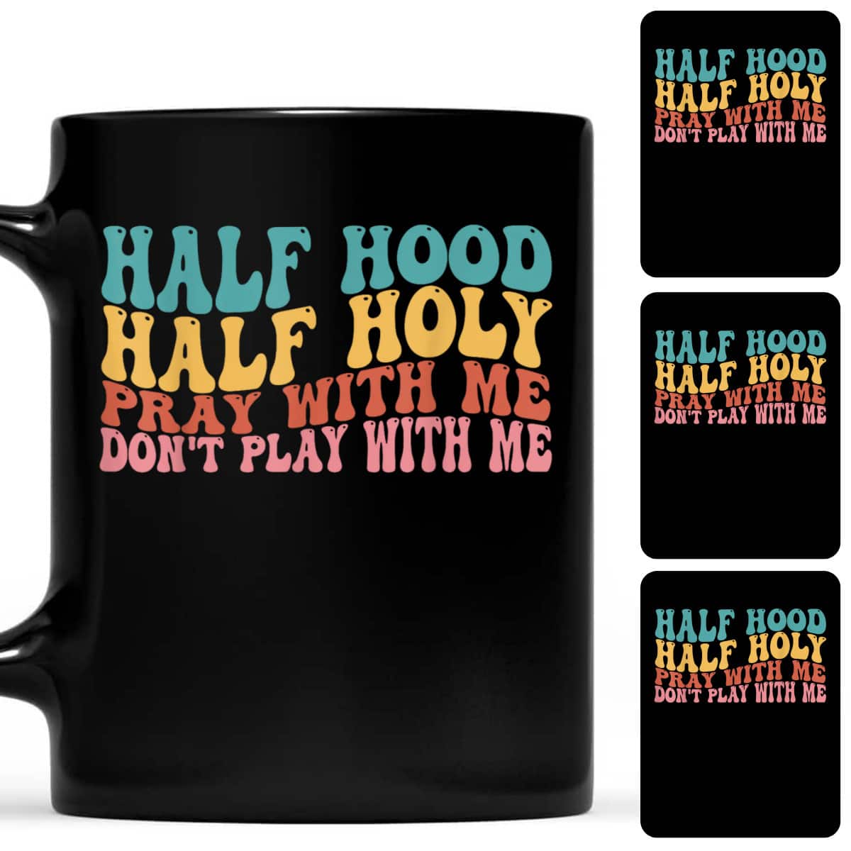 Half Hood Half Holy Groovy Retro Christian T-Shirt Half Hood Half Holy Groovy Retro Christian T-Shirt