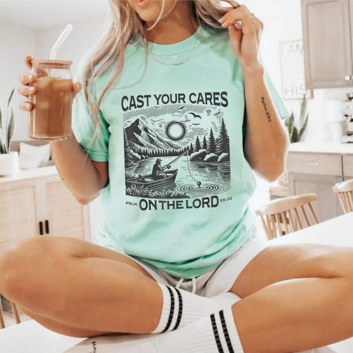 Cast Your Cares On The Lord Man Christian Fishing Fisherman T-Shirt Cast Your Cares On The Lord Man Christian Fishing Fisherman T-Shirt
