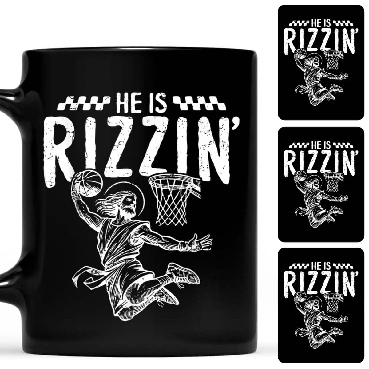 He Is Rizzin Basketball Jesus Retro Easter Christian T-Shirt He Is Rizzin Basketball Jesus Retro Easter Christian T-Shirt