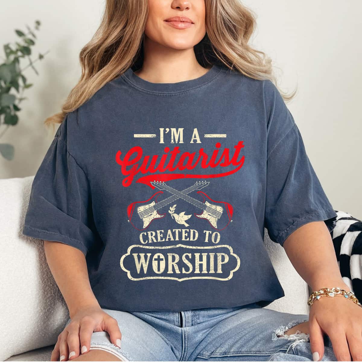 I'm A Guitarist Created To Worship Christian Musician Gospel T-Shirt I'm A Guitarist Created To Worship Christian Musician Gospel T-Shirt