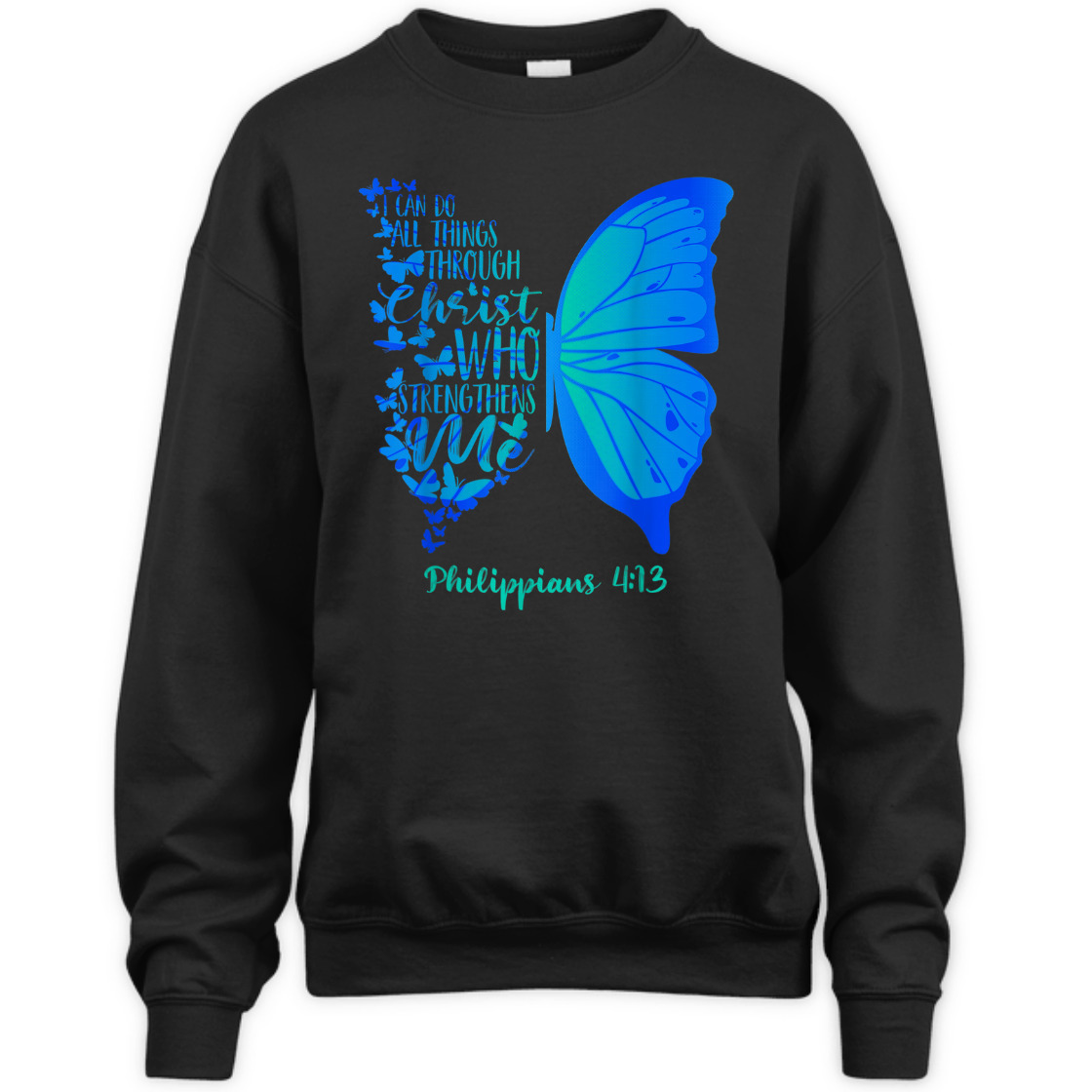 Can Do All Things Through Christ Bible Verse T-Shirt Philippians 4:13 With Butterfly