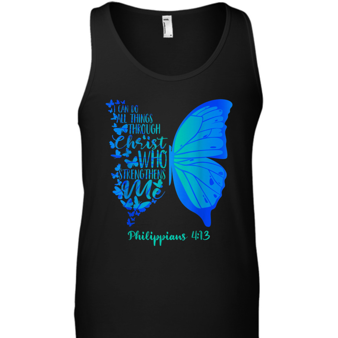 Can Do All Things Through Christ Bible Verse T-Shirt Philippians 4:13 With Butterfly Can Do All Things Through Christ Bible Verse T-Shirt Philippians 4:13 With Butterfly
