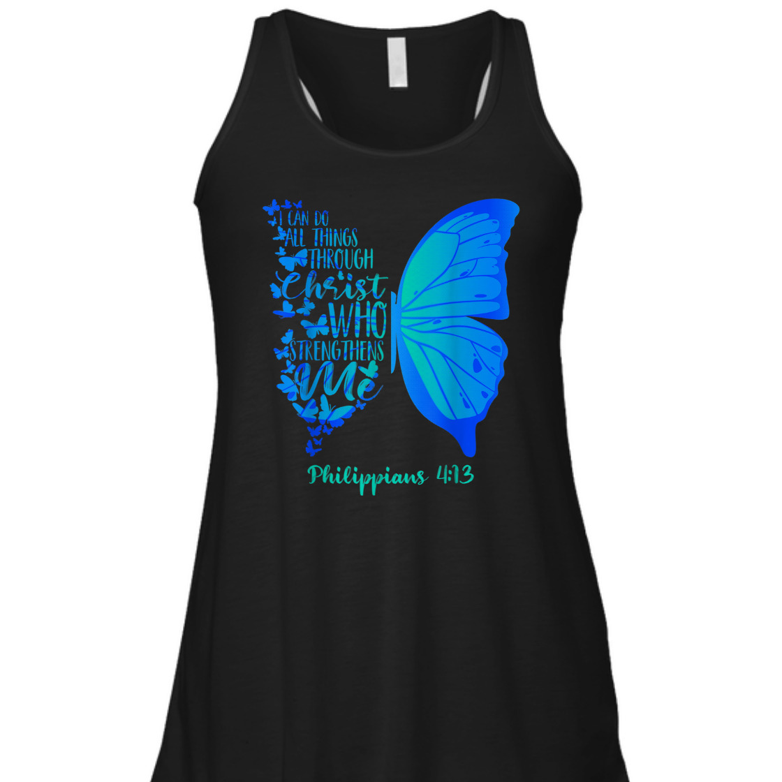 Can Do All Things Through Christ Bible Verse T-Shirt Philippians 4:13 With Butterfly