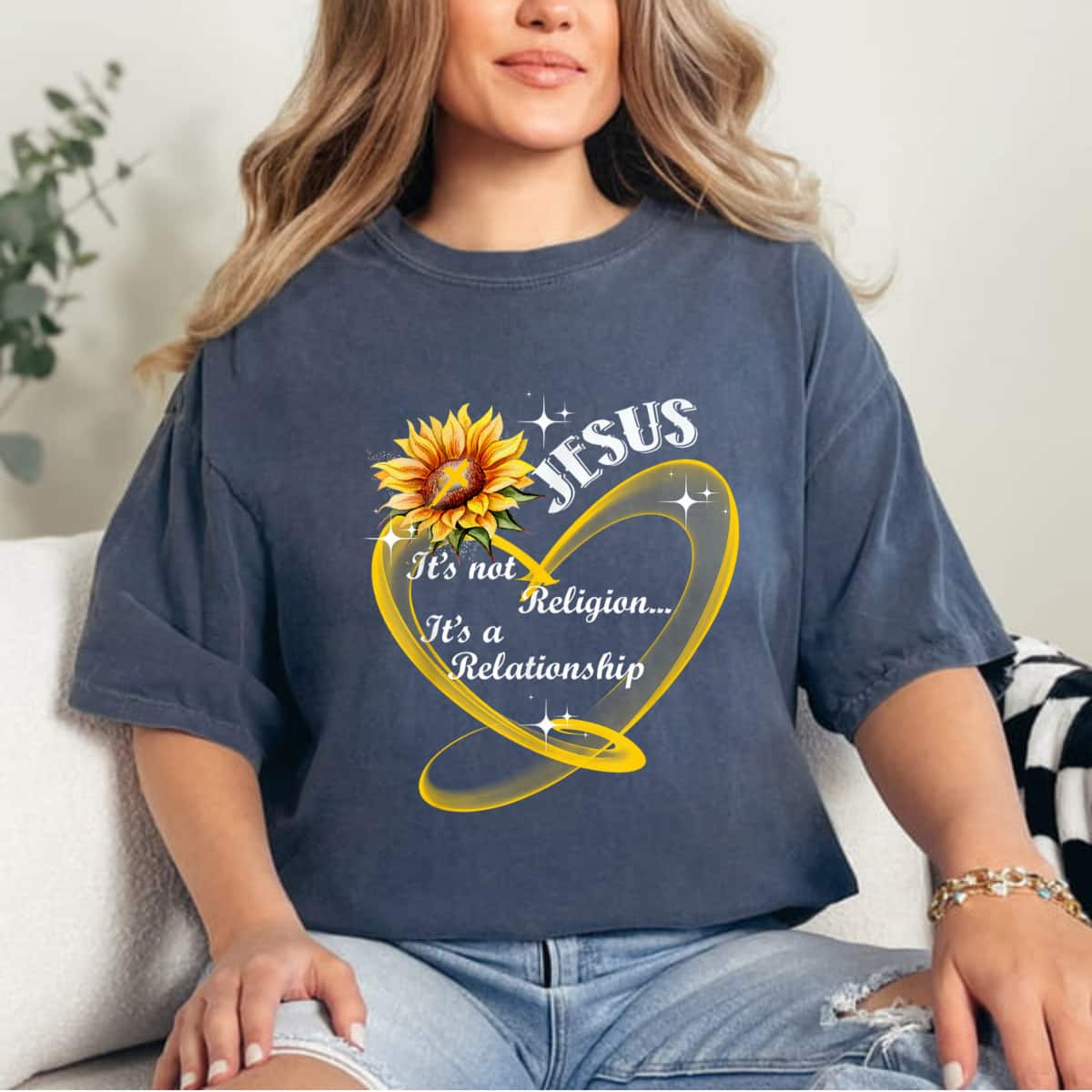 Jesus It's Not A Religion It's A Relationship Sunflower T-Shirt