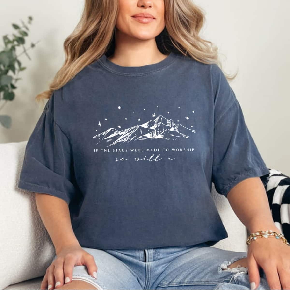 If The Stars Were Made To Worship So Will I Christian Faith T-Shirt