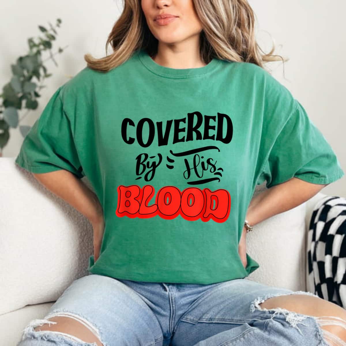 Covered By His Blood Christian Faith Gift T-Shirt