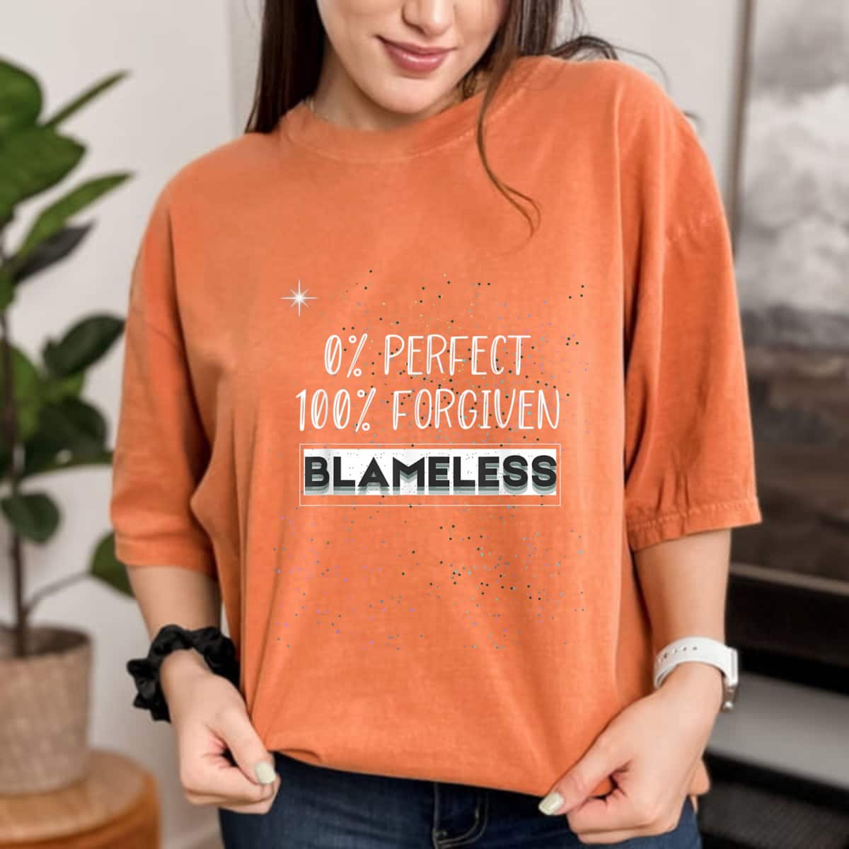 Christian 0% Perfect 100% Forgiven Blameless T-Shirt