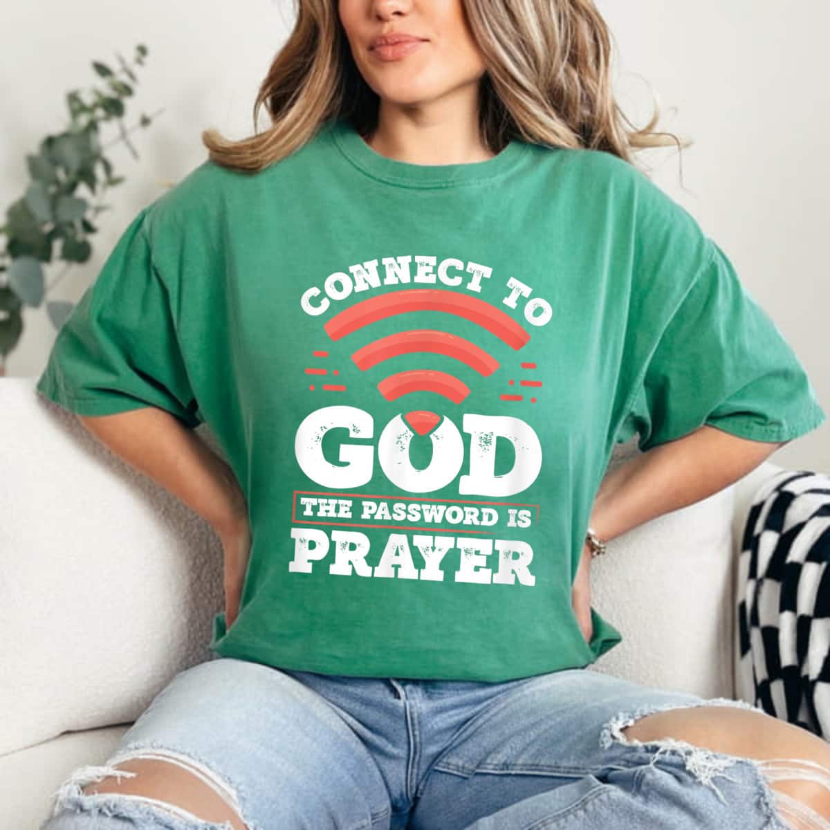Connect To God The Password Is Prayer Christian Faith T-Shirt