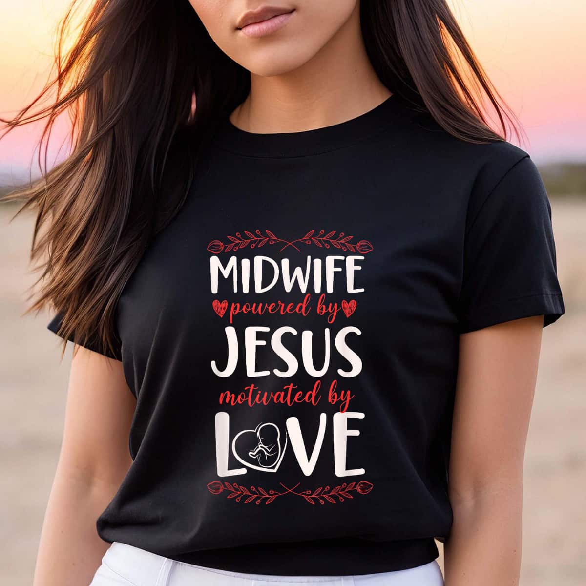 Nurse Midwife Birth Worker Faith Jesus Christian Midwife T-Shirt
