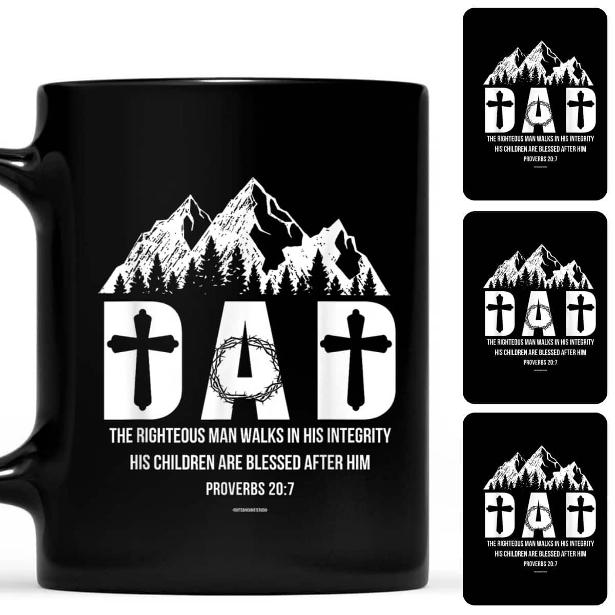 Christian Dad Proverbs 207 The Righteous Man Father's Day T-Shirt Christian Dad Proverbs 207 The Righteous Man Father's Day T-Shirt