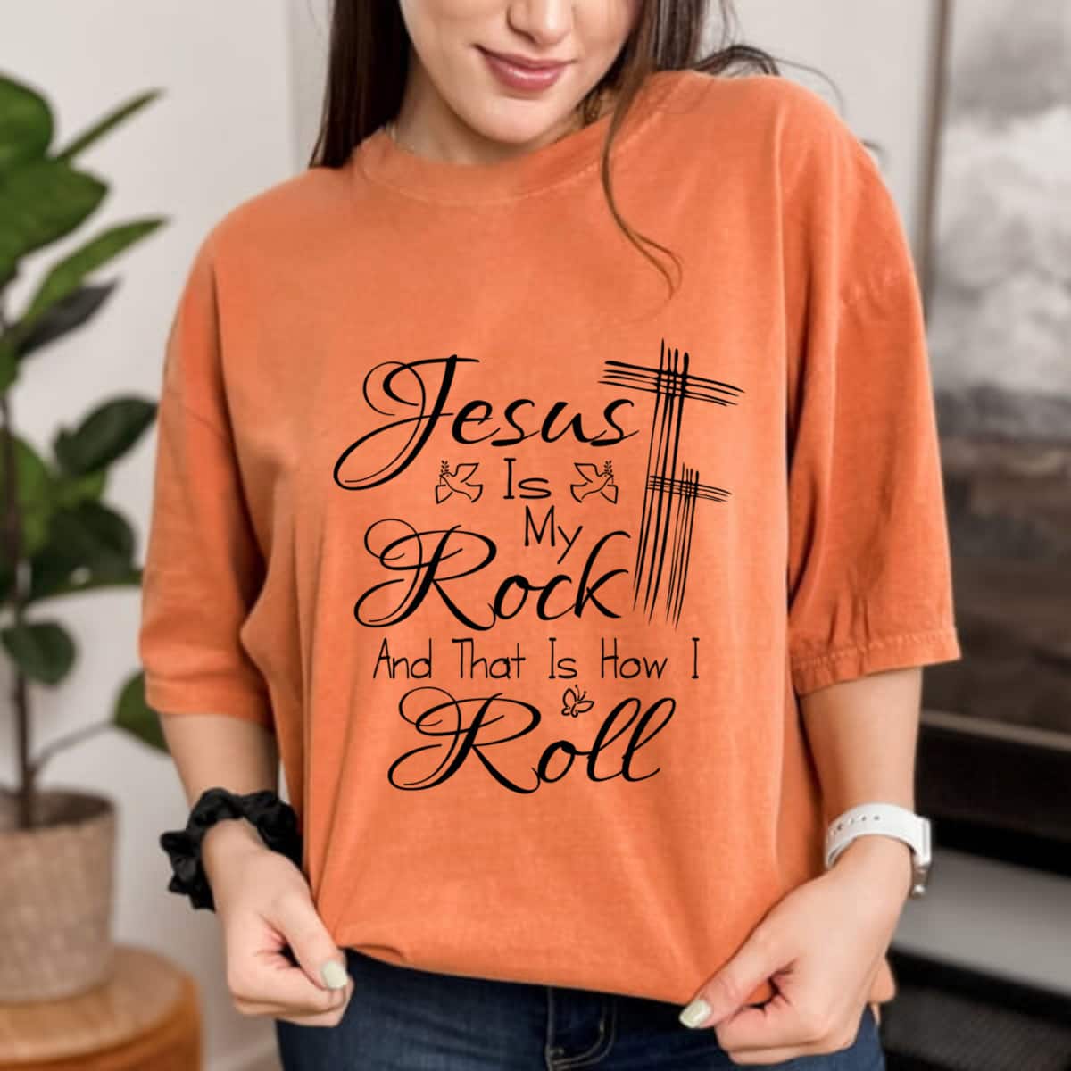 Jesus Is My Rock And That Is How I Roll Christian Religious T-Shirt Jesus Is My Rock And That Is How I Roll Christian Religious T-Shirt