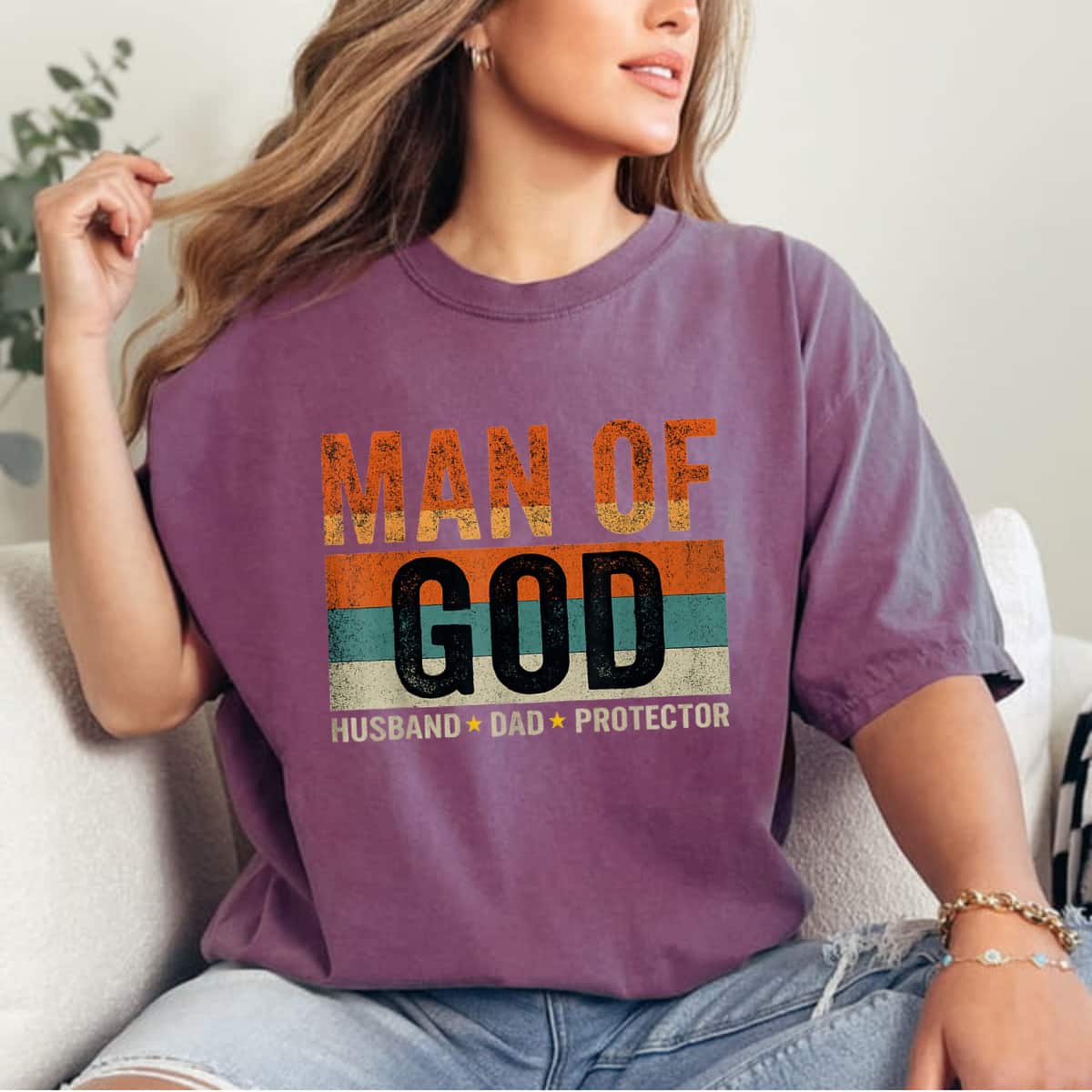 Husband Daddy Protector Hero Christian Dad Father's Day T-Shirt Husband Daddy Protector Hero Christian Dad Father's Day T-Shirt