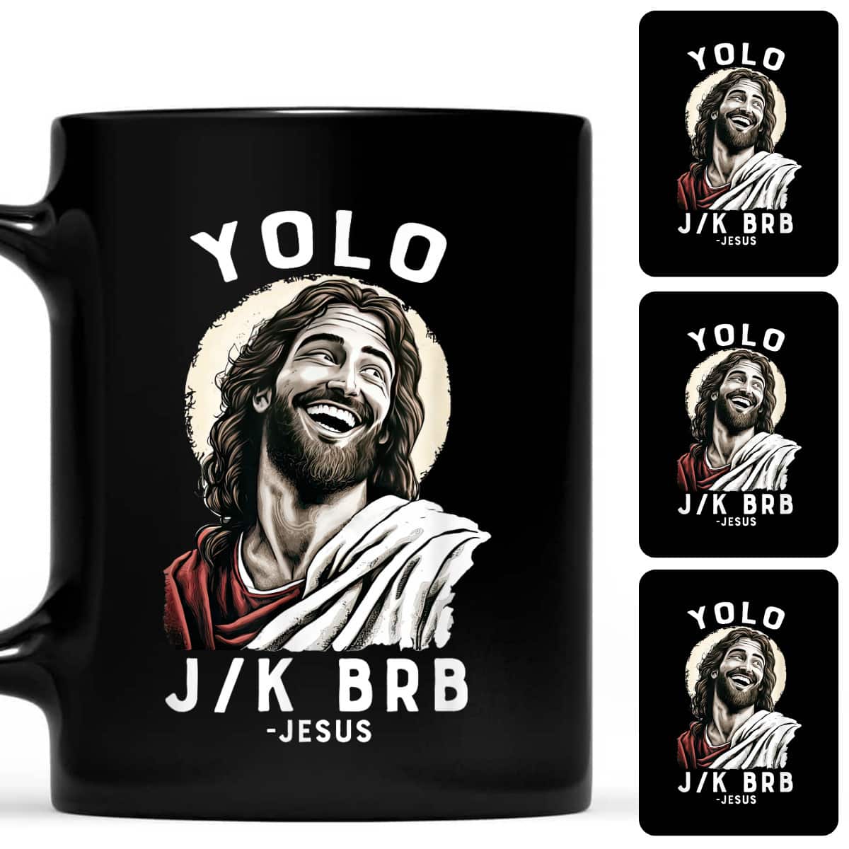 Funny Christian Easter Jesus YOLO JK BRB Black Small T-Shirt Funny Christian Easter Jesus YOLO JK BRB Black Small T-Shirt