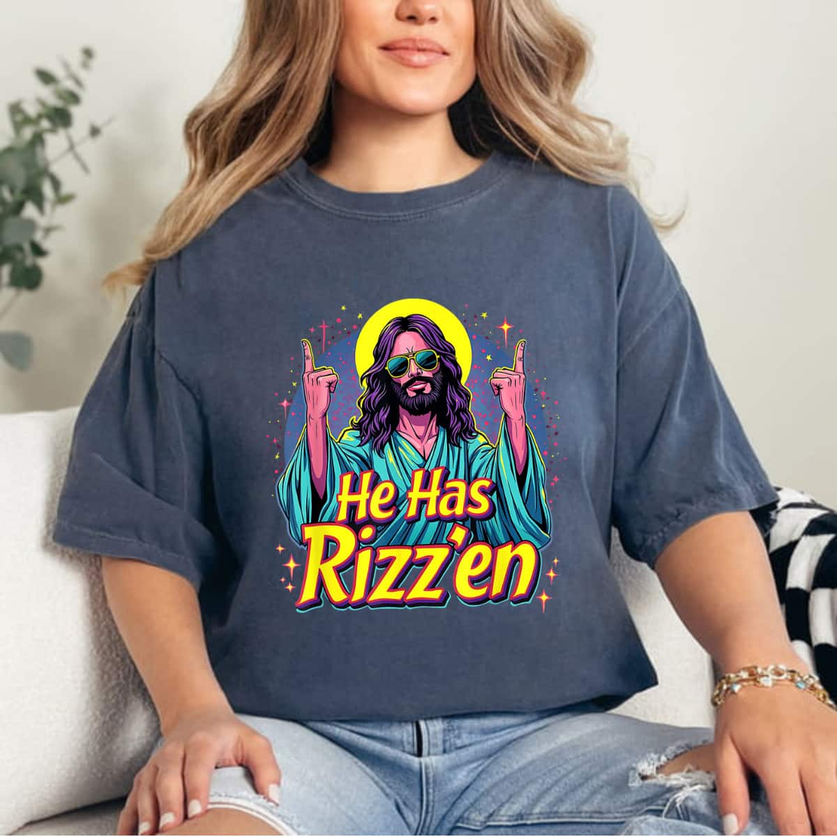 Funny Christian Jesus Has Rizzen Jesus Religious Jesus Lovers He Is Rizzen T-Shirt Funny Christian Jesus Has Rizzen Jesus Religious Jesus Lovers He Is Rizzen T-Shirt