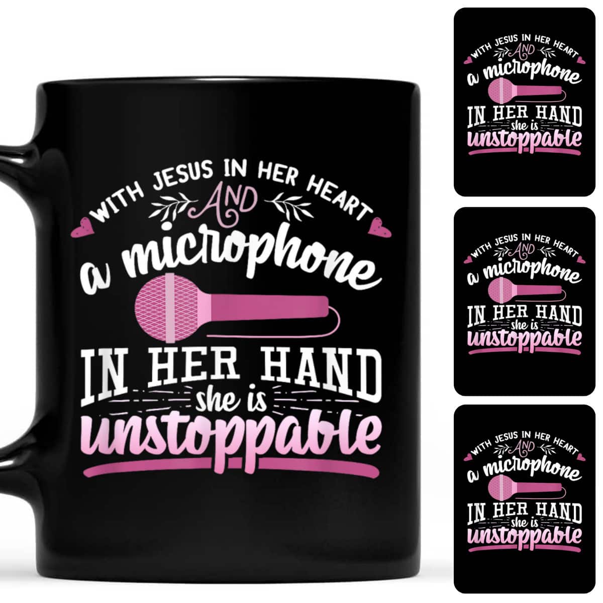 Christian Gospel Singer With Jesus In Her Heart Microphone T-Shirt Christian Gospel Singer With Jesus In Her Heart Microphone T-Shirt