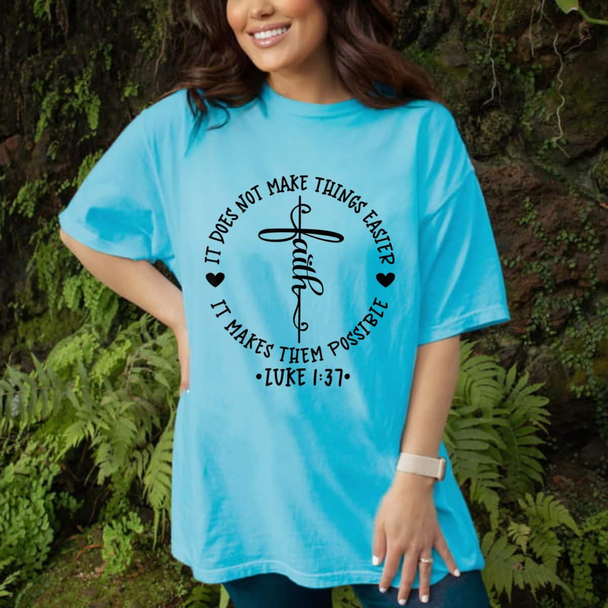Christian Circle Cross Faith Quote With Hearts T-Shirt Christian Circle Cross Faith Quote With Hearts T-Shirt