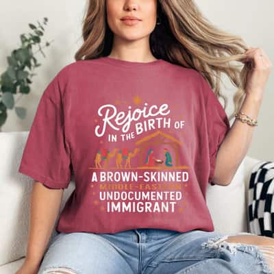 Rejoice In The Birth Of A Brown Skinned Christmas Christian T-Shirt