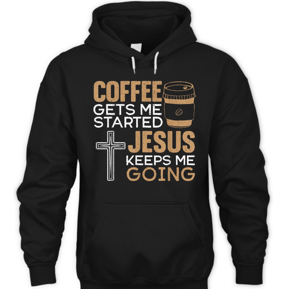 Coffee Get Me Started Jesus Keeps Me Going Funny Christian Religious T-Shirt