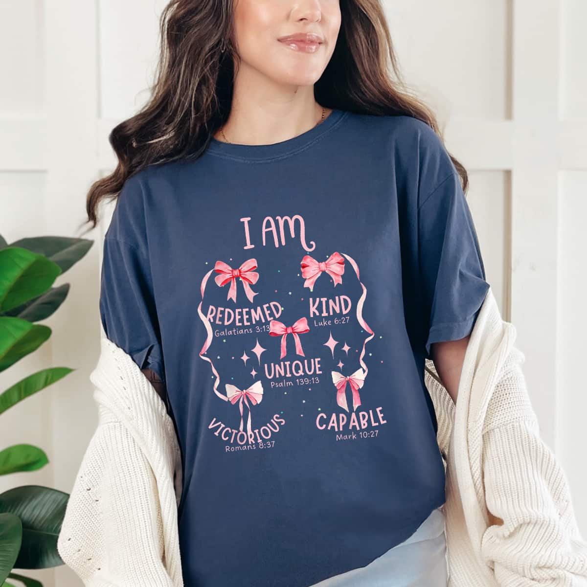 I Am Affirmations Coquette Bows And Bible Verses Christian T-Shirt I Am Affirmations Coquette Bows And Bible Verses Christian T-Shirt