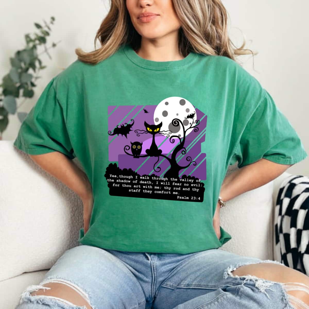 Psalm 23 4 Jesus Christian Halloween Bible Verse Religious Gift T-Shirt Psalm 23 4 Jesus Christian Halloween Bible Verse Religious Gift T-Shirt