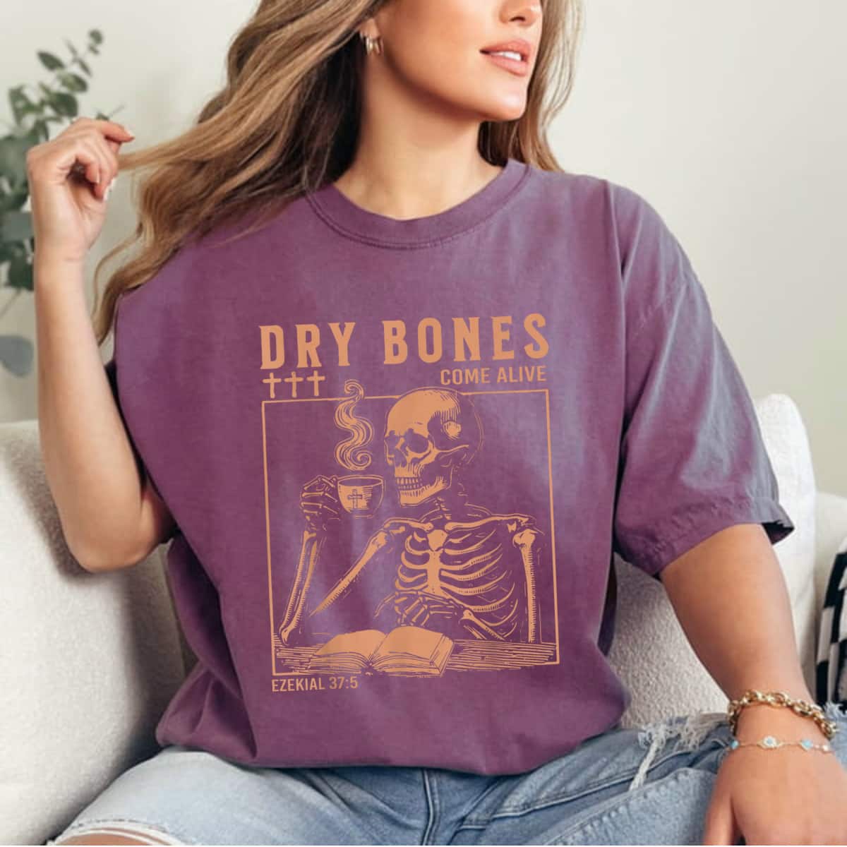 Dry Bones Come Alive Christian Skeleton Drinking Coffee T-Shirt Dry Bones Come Alive Christian Skeleton Drinking Coffee T-Shirt