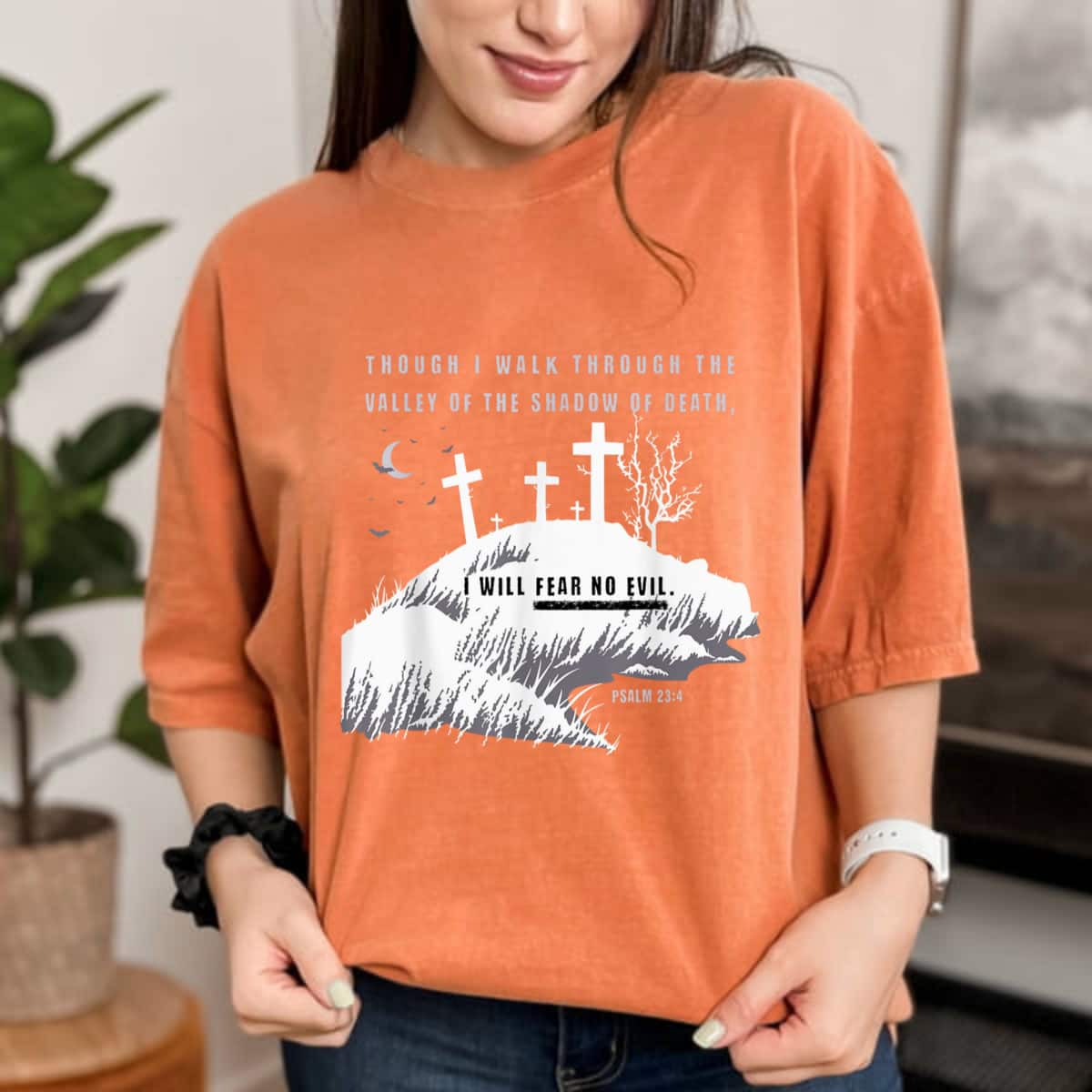 Christian Halloween I Will Fear No Evil Bible Verse T-Shirt Christian Halloween I Will Fear No Evil Bible Verse T-Shirt