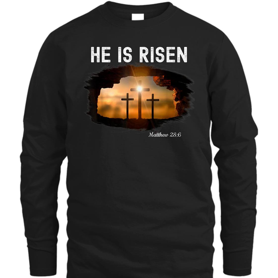 He Is Risen Matthew 28:6 T-Shirt Christian Easter Day Religious Gift He Is Risen Matthew 28:6 T-Shirt Christian Easter Day Religious Gift