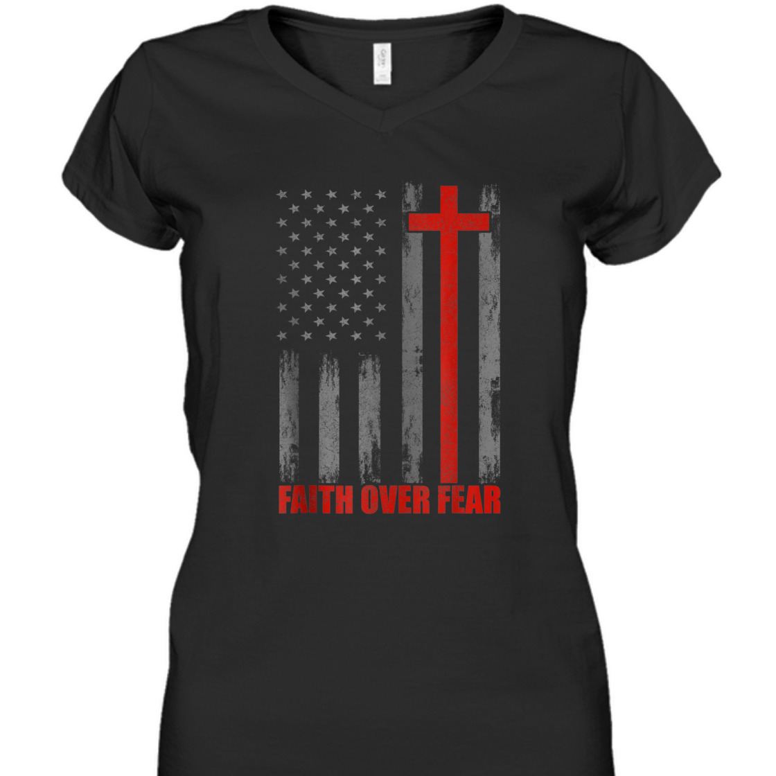 Faith Over Fear T-Shirt US American Flag With Cross For Patriot And Believers Faith Over Fear T-Shirt US American Flag With Cross For Patriot And Believers