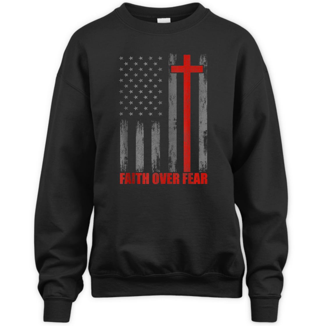 Faith Over Fear T-Shirt US American Flag With Cross For Patriot And Believers