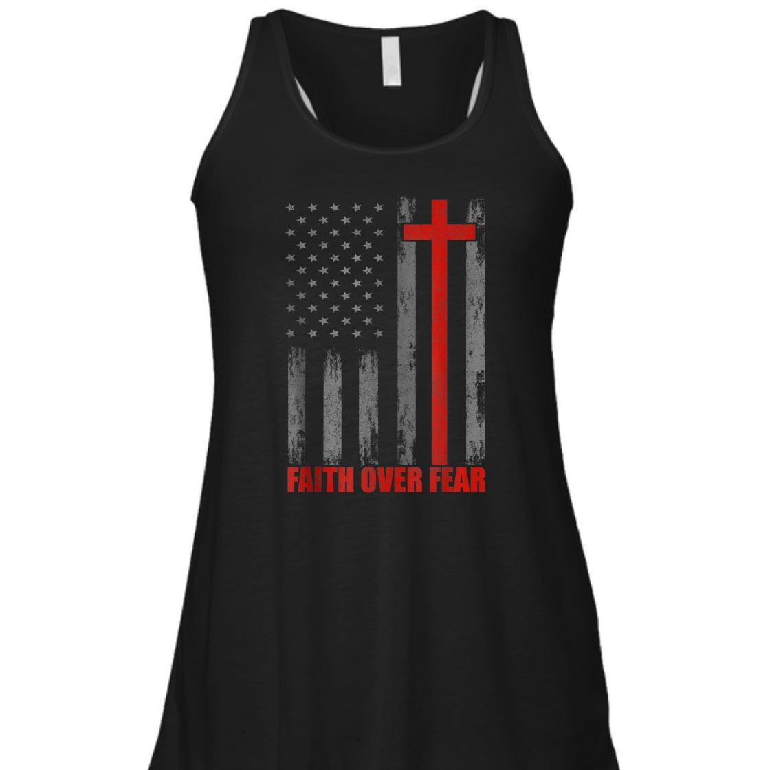 Faith Over Fear T-Shirt US American Flag With Cross For Patriot And Believers