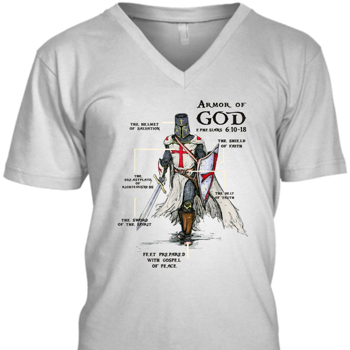Armor Of God Knights Templar Crusader With Cross And Sword T-Shirt Armor Of God Knights Templar Crusader With Cross And Sword T-Shirt