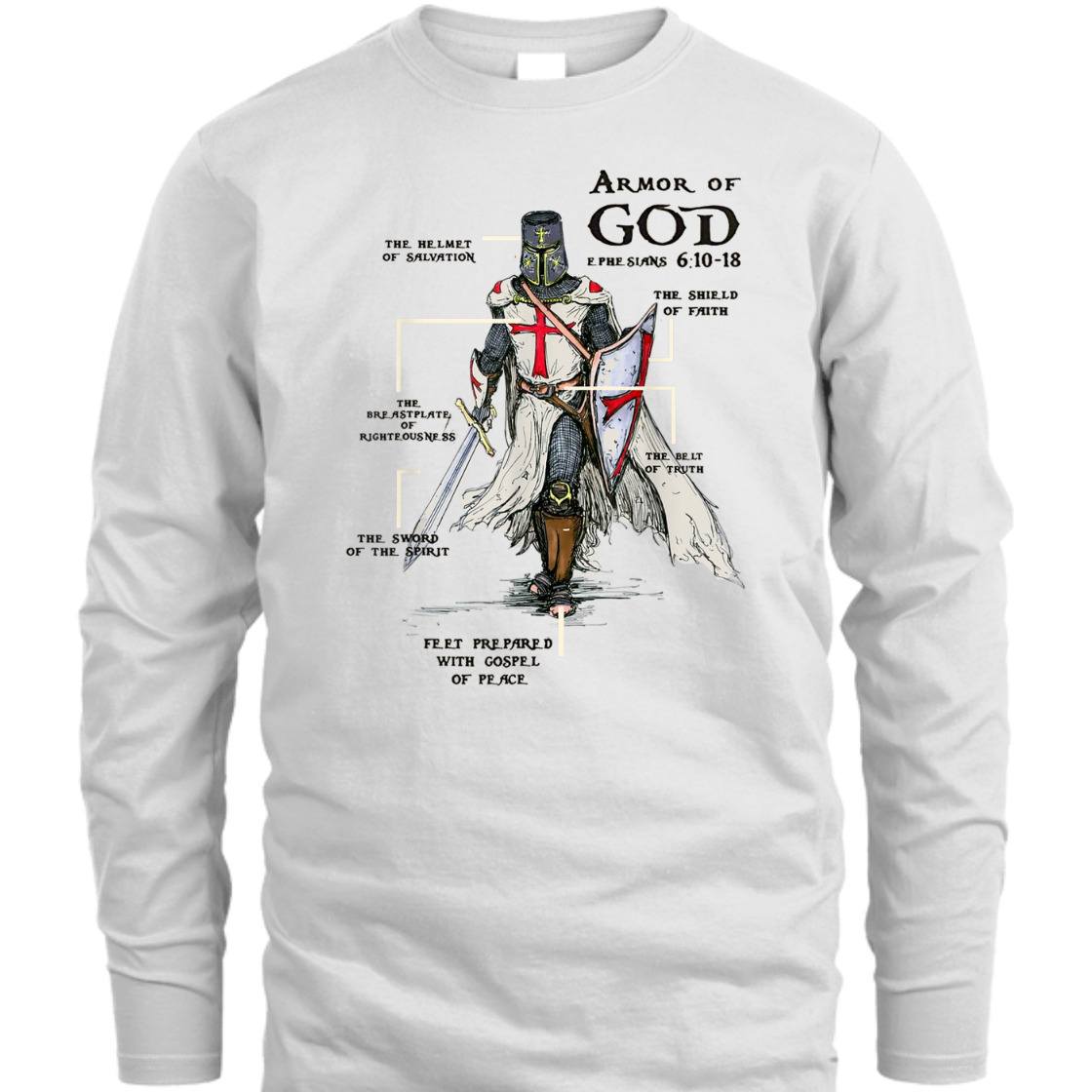 Armor Of God Knights Templar Crusader With Cross And Sword T-Shirt Armor Of God Knights Templar Crusader With Cross And Sword T-Shirt