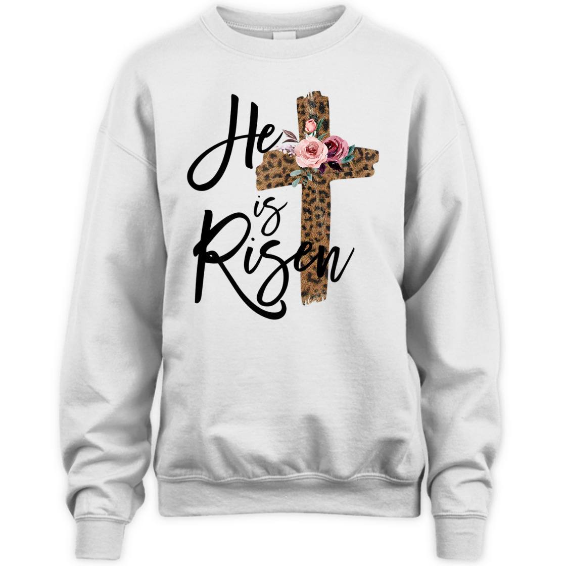 Easter Day T-Shirt He Is Risen Leopard With Christian Cross Easter Day T-Shirt He Is Risen Leopard With Christian Cross